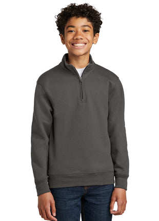 Port & Co™ Youth Core Fleece 1/4-Zip Pullover Sweatshirt PC78YQ - Charcoal | Port & Co
