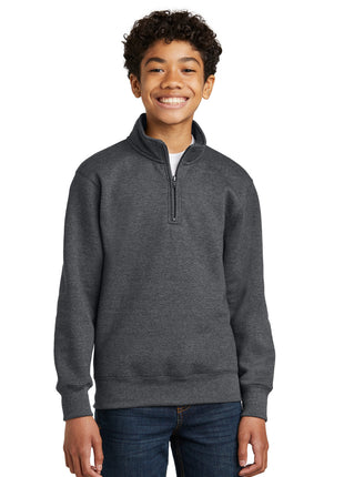 Port & Co™ Youth Core Fleece 1/4-Zip Pullover Sweatshirt PC78YQ - Dark Heather Grey | Port & Co