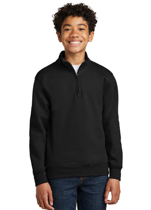 Port & Co™ Youth Core Fleece 1/4-Zip Pullover Sweatshirt PC78YQ - Jet Black | Port & Co