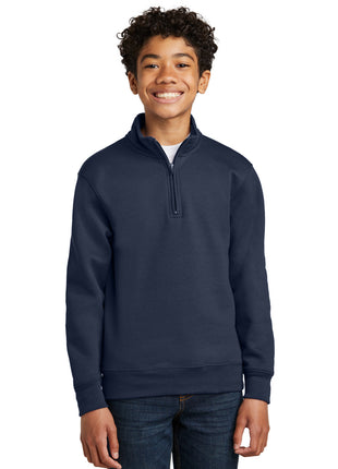 Port & Co™ Youth Core Fleece 1/4-Zip Pullover Sweatshirt PC78YQ - Navy | Port & Co