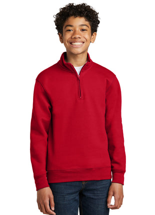 Port & Co™ Youth Core Fleece 1/4-Zip Pullover Sweatshirt PC78YQ - Red | Port & Co
