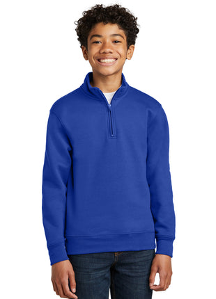 Port & Co™ Youth Core Fleece 1/4-Zip Pullover Sweatshirt PC78YQ - True Royal | Port & Co