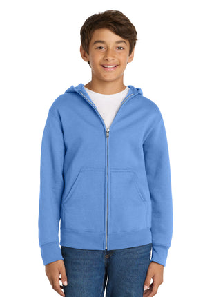 Port & Co™ Youth Core Fleece Full-Zip Hooded Sweatshirt PC78YZH - Carolina Blue | Port & Co