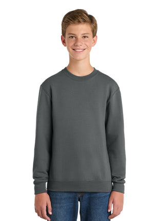 Port & Co™ Youth Core Fleece Crewneck Sweatshirt PC78Y - Charcoal | Port & Co