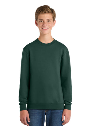 Port & Co™ Youth Core Fleece Crewneck Sweatshirt PC78Y - Dark Green | Port & Co
