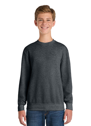 Port & Co™ Youth Core Fleece Crewneck Sweatshirt PC78Y - Dark Heather Grey | Port & Co