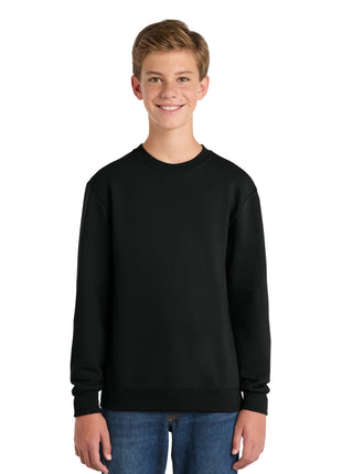 Port & Co™ Youth Core Fleece Crewneck Sweatshirt PC78Y - Jet Black | Port & Co