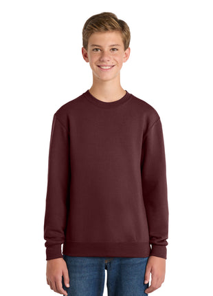 Port & Co™ Youth Core Fleece Crewneck Sweatshirt PC78Y - Maroon | Port & Co