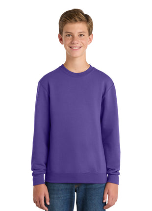 Port & Co™ Youth Core Fleece Crewneck Sweatshirt PC78Y - Purple | Port & Co