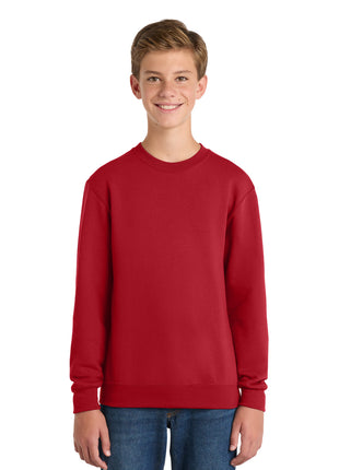 Port & Co™ Youth Core Fleece Crewneck Sweatshirt PC78Y - Red | Port & Co