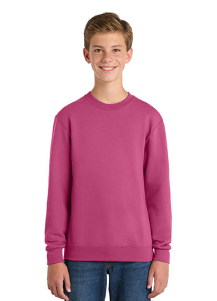 Port & Co™ Youth Core Fleece Crewneck Sweatshirt PC78Y - Sangria | Port & Co