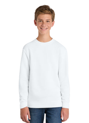 Port & Co™ Youth Core Fleece Crewneck Sweatshirt PC78Y - White | Port & Co