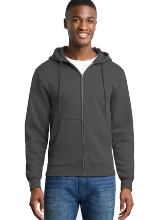 Port & Co™ Core Fleece Full-Zip Hooded Sweatshirt. PC78ZH - Charcoal | Port & Co