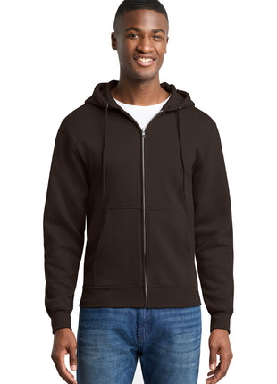Port & Co™ Core Fleece Full-Zip Hooded Sweatshirt. PC78ZH - Dark Chocolate Brown | Port & Co