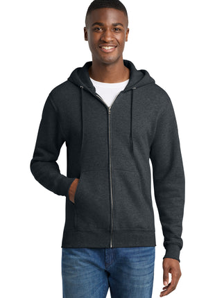 Port & Co™ Core Fleece Full-Zip Hooded Sweatshirt. PC78ZH - Dark Heather Grey | Port & Co