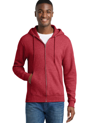 Port & Co™ Core Fleece Full-Zip Hooded Sweatshirt. PC78ZH - Heather Red | Port & Co