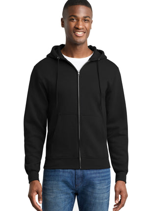Port & Co™ Core Fleece Full-Zip Hooded Sweatshirt. PC78ZH - Jet Black | Port & Co