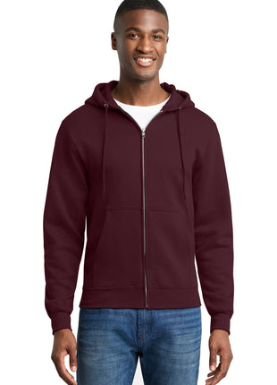 Port & Co™ Core Fleece Full-Zip Hooded Sweatshirt. PC78ZH - Maroon | Port & Co