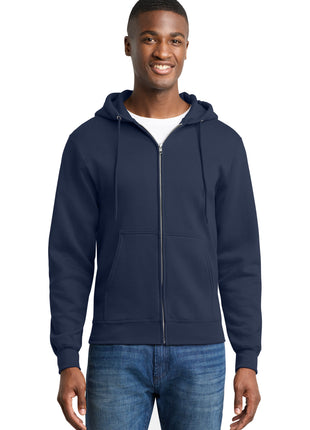 Port & Co™ Core Fleece Full-Zip Hooded Sweatshirt. PC78ZH - Navy | Port & Co