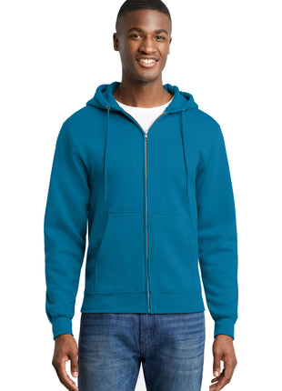 Port & Co™ Core Fleece Full-Zip Hooded Sweatshirt. PC78ZH - Neon Blue | Port & Co