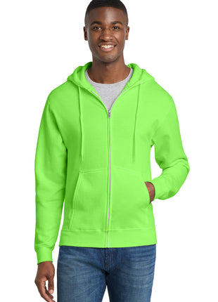 Port & Co™ Core Fleece Full-Zip Hooded Sweatshirt. PC78ZH - Neon Green | Port & Co