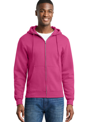 Port & Co™ Core Fleece Full-Zip Hooded Sweatshirt. PC78ZH - Sangria | Port & Co
