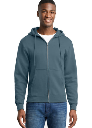 Port & Co™ Core Fleece Full-Zip Hooded Sweatshirt. PC78ZH - Steel Blue | Port & Co