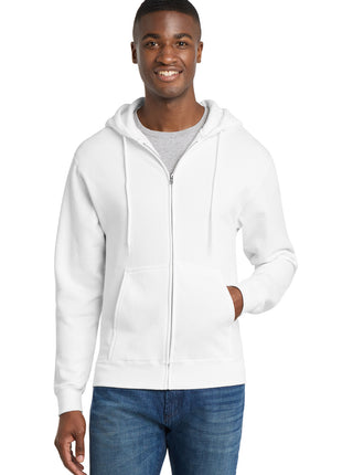 Port & Co™ Core Fleece Full-Zip Hooded Sweatshirt. PC78ZH - White | Port & Co
