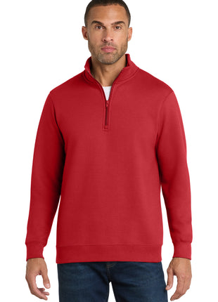 Port & Co™ Fan Favorite Fleece 1/4-Zip Pullover Sweatshirt. PC850Q - Bright Red | Port & Co
