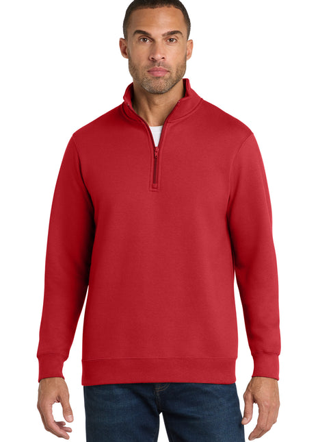 Port & Co™ Fan Favorite Fleece 1/4-Zip Pullover Sweatshirt. PC850Q - Bright Red | Port & Co