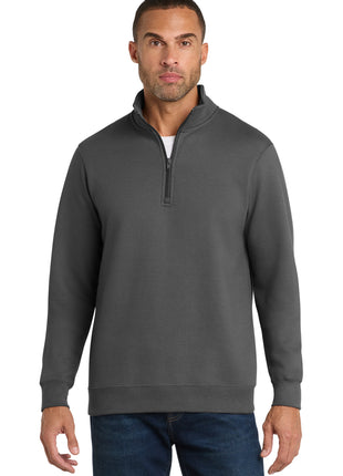 Port & Co™ Fan Favorite Fleece 1/4-Zip Pullover Sweatshirt. PC850Q - Charcoal | Port & Co