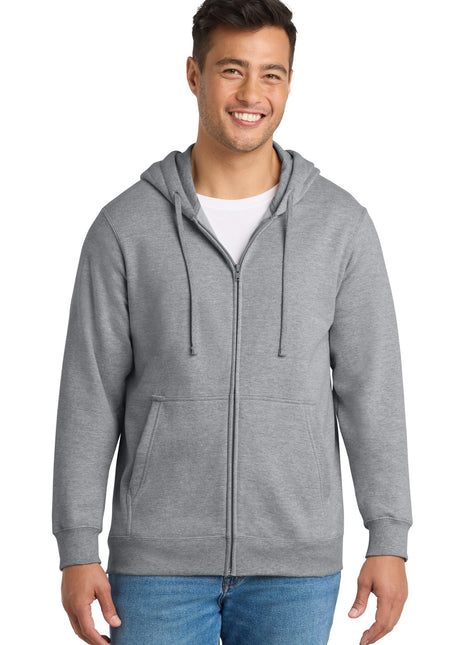 Port & Co™ Fan Favorite Fleece Full-Zip Hooded Sweatshirt. PC850ZH - Athletic Heather | Port & Co