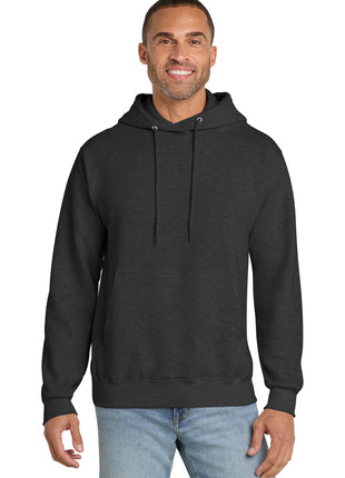 Port & Co™ Essential Fleece Pullover Hooded Sweatshirt.  PC90H - Black Heather | Port & Co