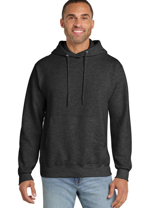 Port & Co™ Essential Fleece Pullover Hooded Sweatshirt.  PC90H - Dark Heather Grey | Port & Co