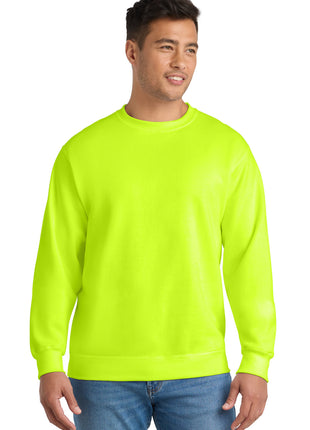 Port & Co™ Tall Essential Fleece Crewneck Sweatshirt. PC90T - Safety Green | Port & Co