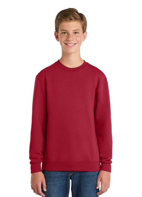 DISCONTINUED Port & Co™ Youth Core Fleece Crewneck Sweatshirt.  PC90Y - Red | Port & Co