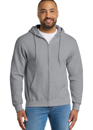 Port & Co™ Tall Essential Fleece Full-Zip Hooded Sweatshirt. PC90ZHT - Athletic Heather | Port & Co