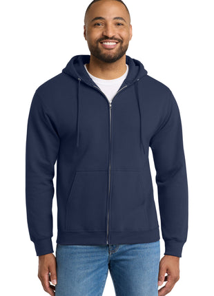 Port & Co™ Tall Essential Fleece Full-Zip Hooded Sweatshirt. PC90ZHT - Navy | Port & Co