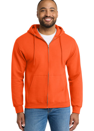 Port & Co™ Tall Essential Fleece Full-Zip Hooded Sweatshirt. PC90ZHT - Safety Orange | Port & Co