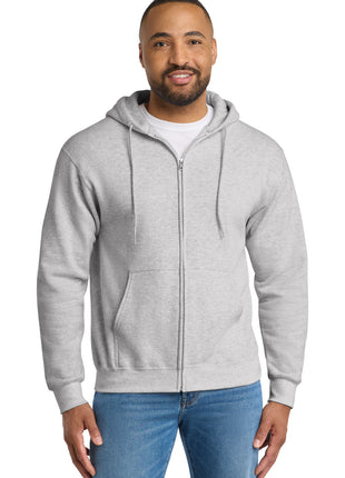 Port & Co™ Essential Fleece Full-Zip Hooded Sweatshirt.  PC90ZH - Ash | Port & Co