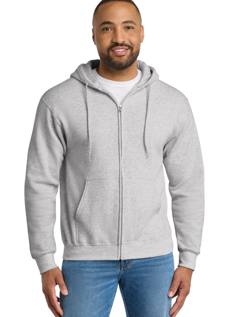 Port & Co™ Essential Fleece Full-Zip Hooded Sweatshirt.  PC90ZH - Ash | Port & Co