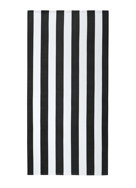 Port Authority ® Value Cabana Stripe Beach Towel PT45 - Black | Port Authority