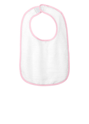Rabbit Skins™ Infant Contrast Trim Terry Bib. RS1003 - Pink | Rabbit Skins