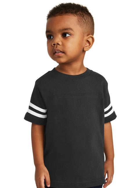 Rabbit Skins™ Toddler Football Fine Jersey Tee. RS3037 - Black/ White | Rabbit Skins
