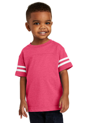 Rabbit Skins™ Toddler Football Fine Jersey Tee. RS3037 - Vintage Hot Pink/ Blended White | Rabbit Skins