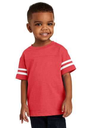 Rabbit Skins™ Toddler Football Fine Jersey Tee. RS3037 - Vintage Red/ Blended White | Rabbit Skins