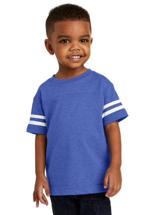 Rabbit Skins™ Toddler Football Fine Jersey Tee. RS3037 - Vintage Royal/ Blended White | Rabbit Skins
