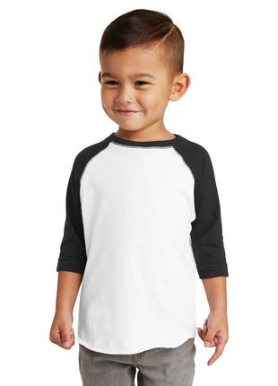 Rabbit Skins™ Toddler Baseball Fine Jersey Tee. RS3330 - White/ Black | Rabbit Skins