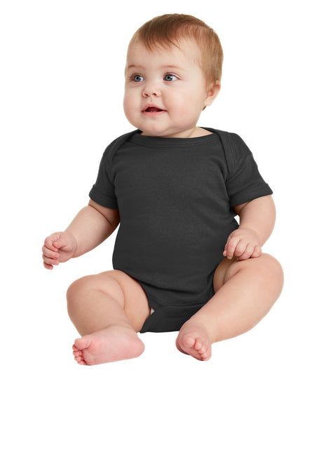 Rabbit Skins™ Infant Short Sleeve Baby Rib Bodysuit. RS4400 - Black | Rabbit Skins