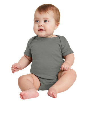 Rabbit Skins™ Infant Short Sleeve Baby Rib Bodysuit. RS4400 - Charcoal | Rabbit Skins